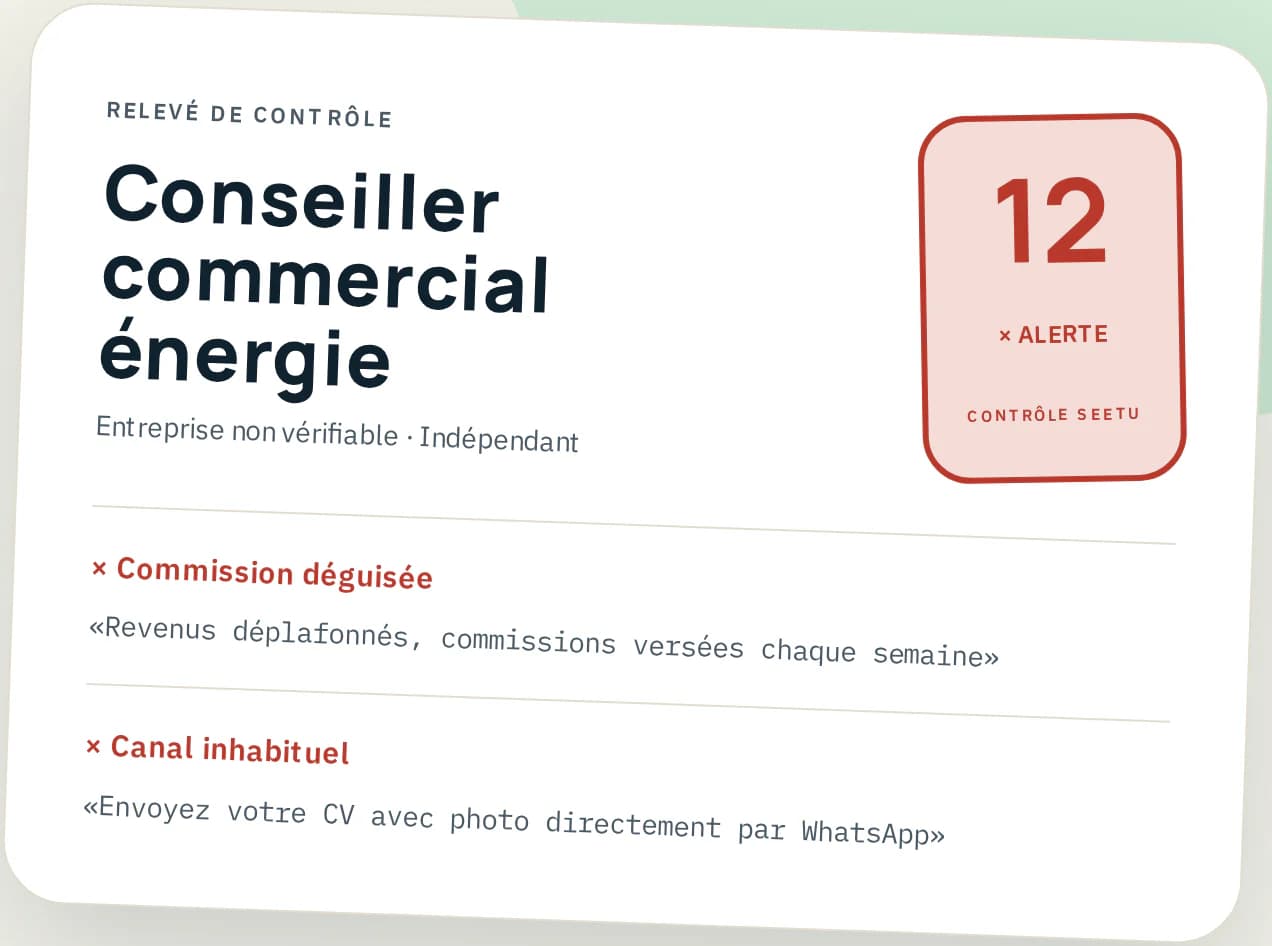 Relevé Seetu montrant un verdict et les preuves tirées d’une offre